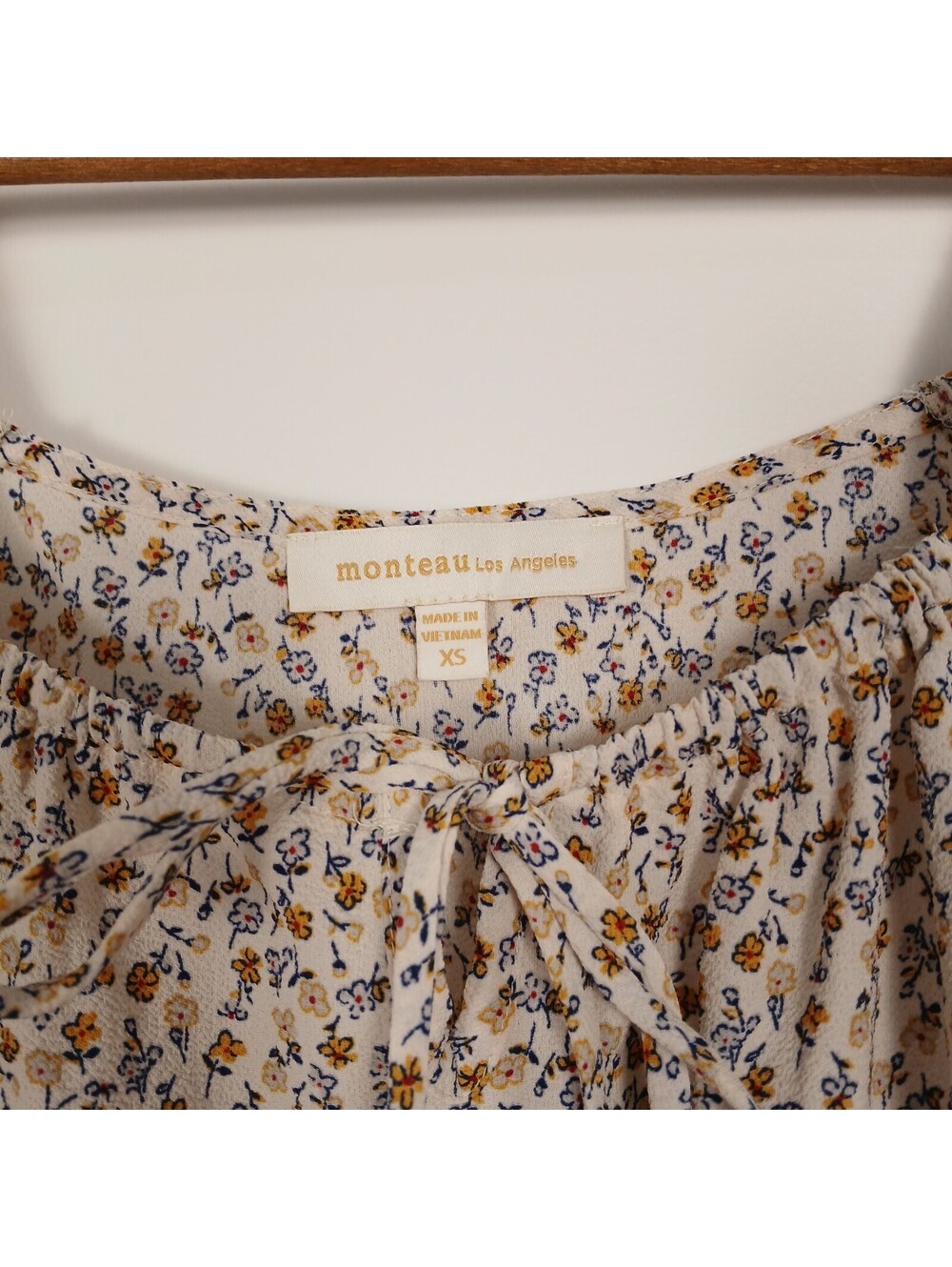 Monteau Los Angeles Floral Peplum Top Women XS Boho Cottagecore - Picture 2 of 7